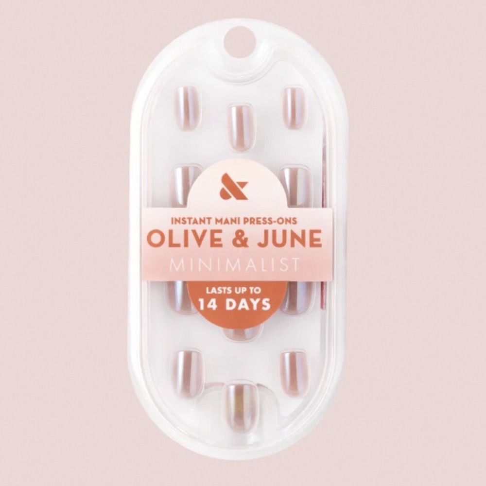 Olive & June Instant Mani Press-On Nails Taupe Jelly Chrome Extra Short Squoval